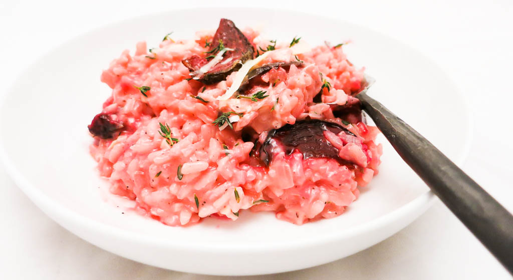 A delightfully different risotto! Enjoy Roasted Beet Risotto with Asiago &amp; Thyme for a special night in.